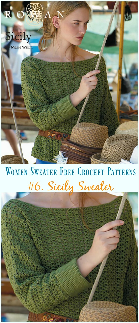 Sicily Sweater Crochet Free Pattern - Fall Winter Women #Sweater; Free #Crochet; Pattern