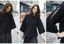 Film Noir Pullover Sweater Crochet Free Pattern - Fall Winter Women #Sweater; Free #Crochet; Pattern