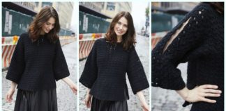 Film Noir Pullover Sweater Crochet Free Pattern - Fall Winter Women #Sweater; Free #Crochet; Pattern