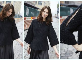 Film Noir Pullover Sweater Crochet Free Pattern - Fall Winter Women #Sweater; Free #Crochet; Pattern