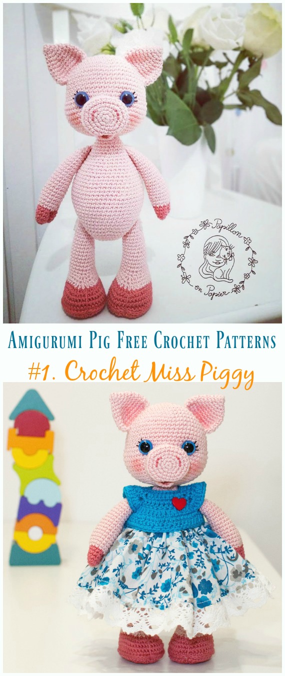 Crochet Miss Piggy Amigurumi Free Pattern -Â Free #Amigurumi; #Pig; Toy Softies Crochet Patterns