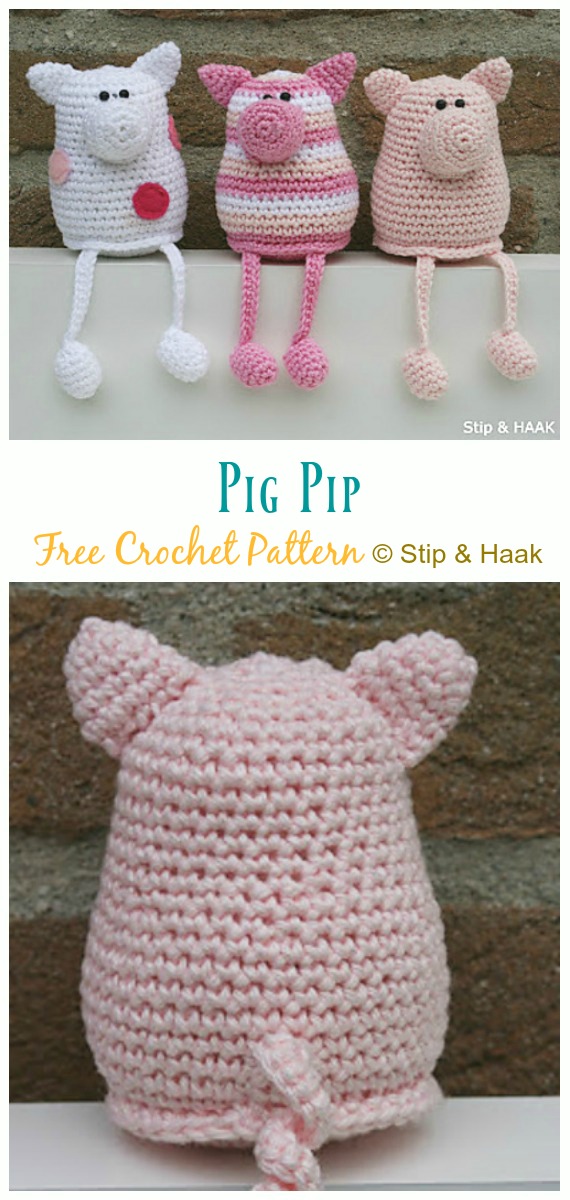 Crochet Pig Pip Amigurumi Free Pattern - Free #Amigurumi; #Pig; Toy Softies Crochet Patterns