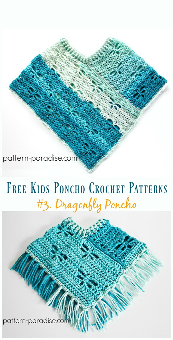 Dragonfly Poncho Free Crochet Pattern - Free Kids #Poncho; #Crochet Patterns