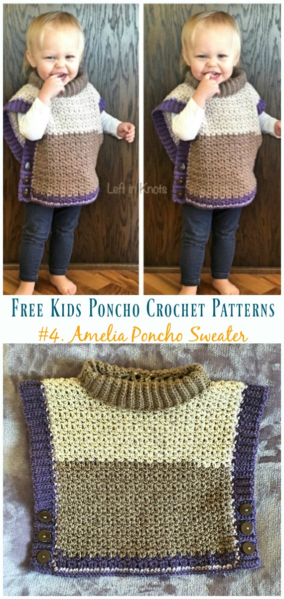 Amelia Poncho Sweater Free Crochet Pattern - Free Kids #Poncho; #Crochet Patterns