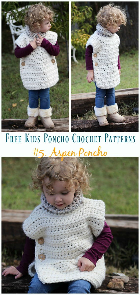 Aspen Poncho Sweater Free Crochet Pattern - Free Kids #Poncho; #Crochet Patterns