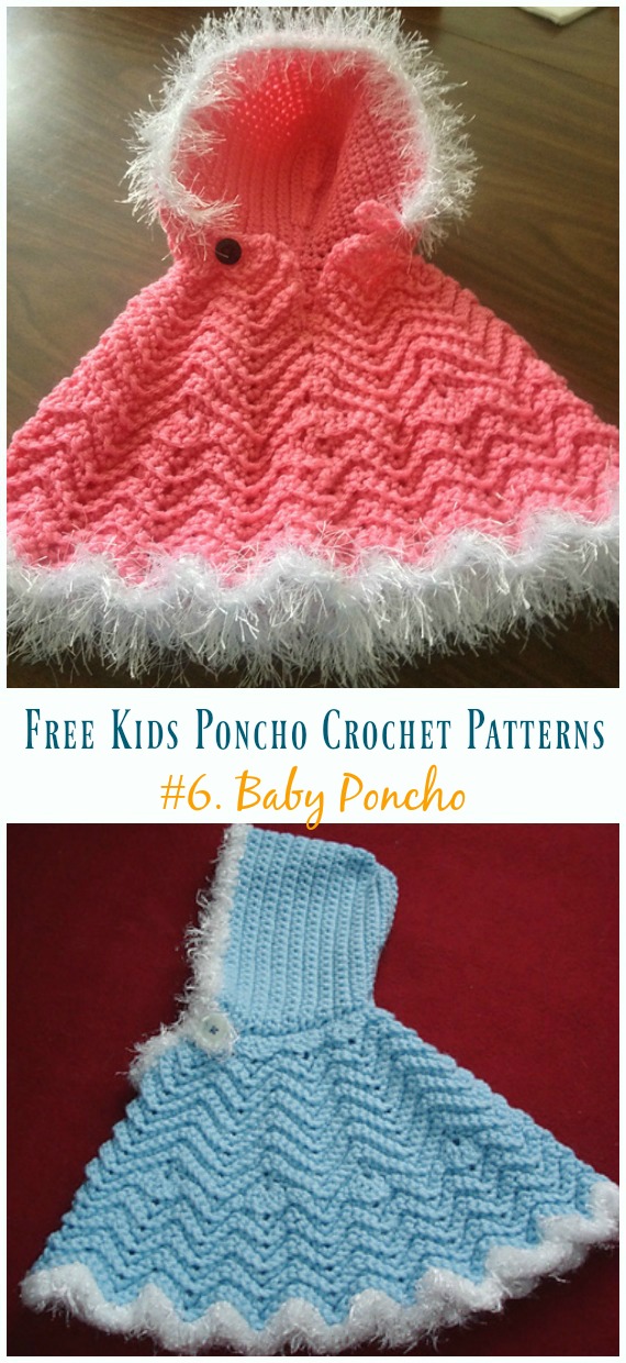 Ripple Baby Poncho Free Crochet Pattern - Free Kids #Poncho; #Crochet Patterns