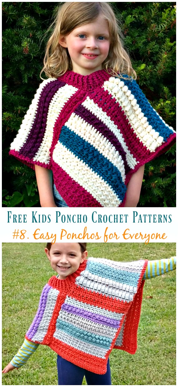 Easy Ponchos for Everyone Free Crochet Pattern - Free Kids #Poncho; #Crochet Patterns