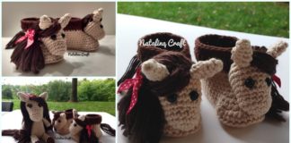 Horse Baby Booties Crochet Free Pattern - Baby Animal #Booties; Free #Crochet; Patterns