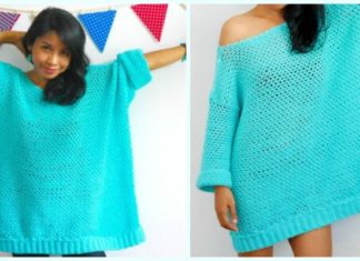 Knit-Look Oversize Sweater Crochet Free Pattern - Fall Winter Women #Sweater; Free #Crochet; Pattern