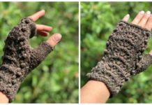 Lace & Bobbles Fingerless Mittens Knitting Free Pattern - #Fingerless; Gloves Free #Knitting; Patterns
