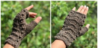 Lace & Bobbles Fingerless Mittens Knitting Free Pattern - #Fingerless; Gloves Free #Knitting; Patterns