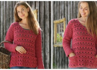 Last Harvest Fan Lace Sweater Crochet Free Pattern - Fall Winter Women #Sweater; Free #Crochet; Pattern