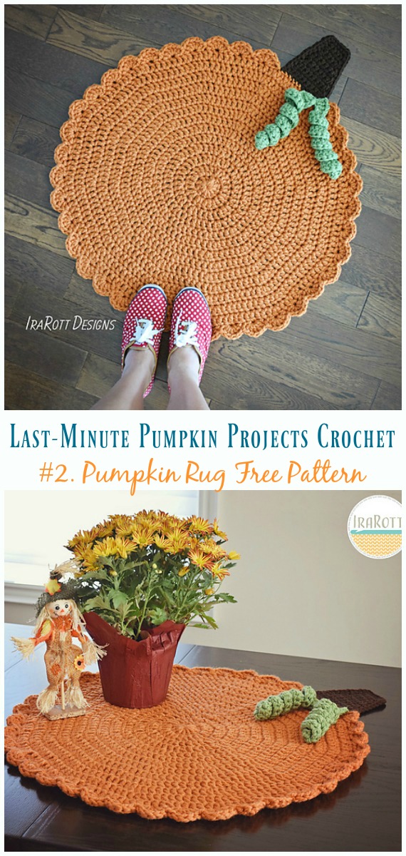 Family Gathering Pumpkin Rug Crochet Free Pattern - Last-Minute #Pumpkin; Projects #Crochet; Free Patterns