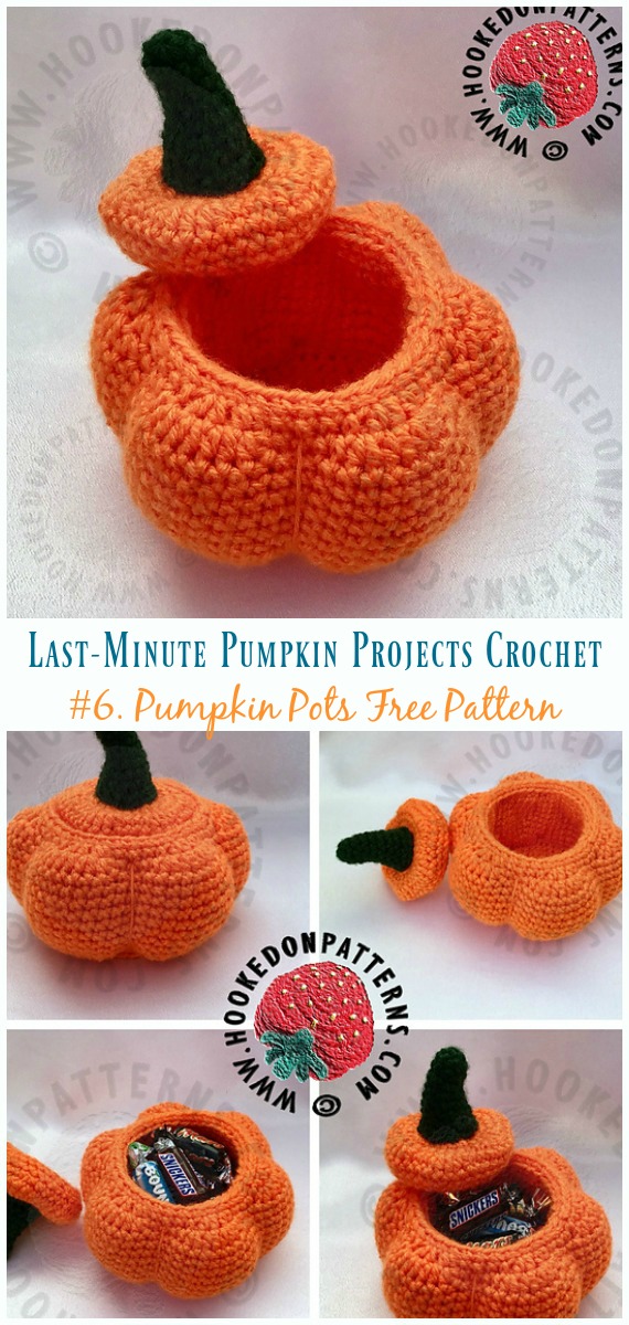 Pumpkin Pots Crochet Free Pattern - Last-Minute #Pumpkin; Projects #Crochet; Free Patterns
