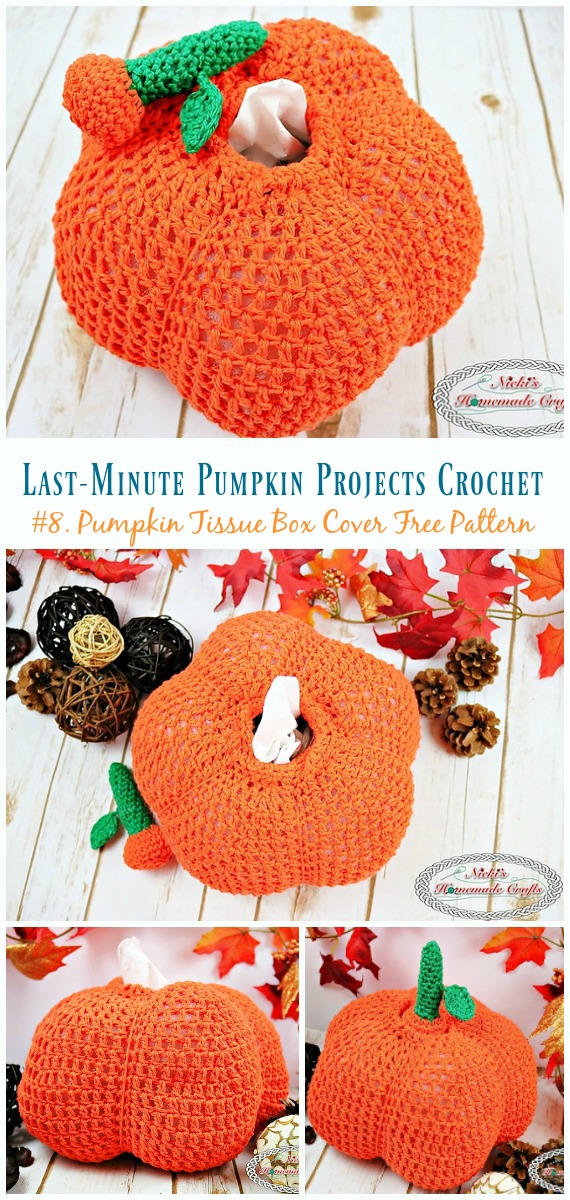 Pumpkin Tissue Box Cover Crochet Free Pattern - Last-Minute #Pumpkin; Projects #Crochet; Free Patterns