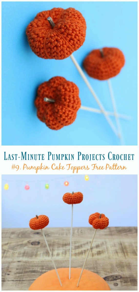 Pumpkin Cake Toppers Crochet Free Pattern - Last-Minute #Pumpkin; Projects #Crochet; Free Patterns