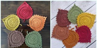 Leaf Coasters Crochet Free Pattern - Autumn #Leaf; Free #Crochet; Patterns