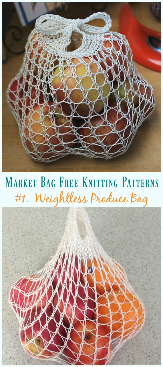 Weightless Produce Bag Knitting Free Pattern - #Market; #Bag; Free #Knitting; Patterns