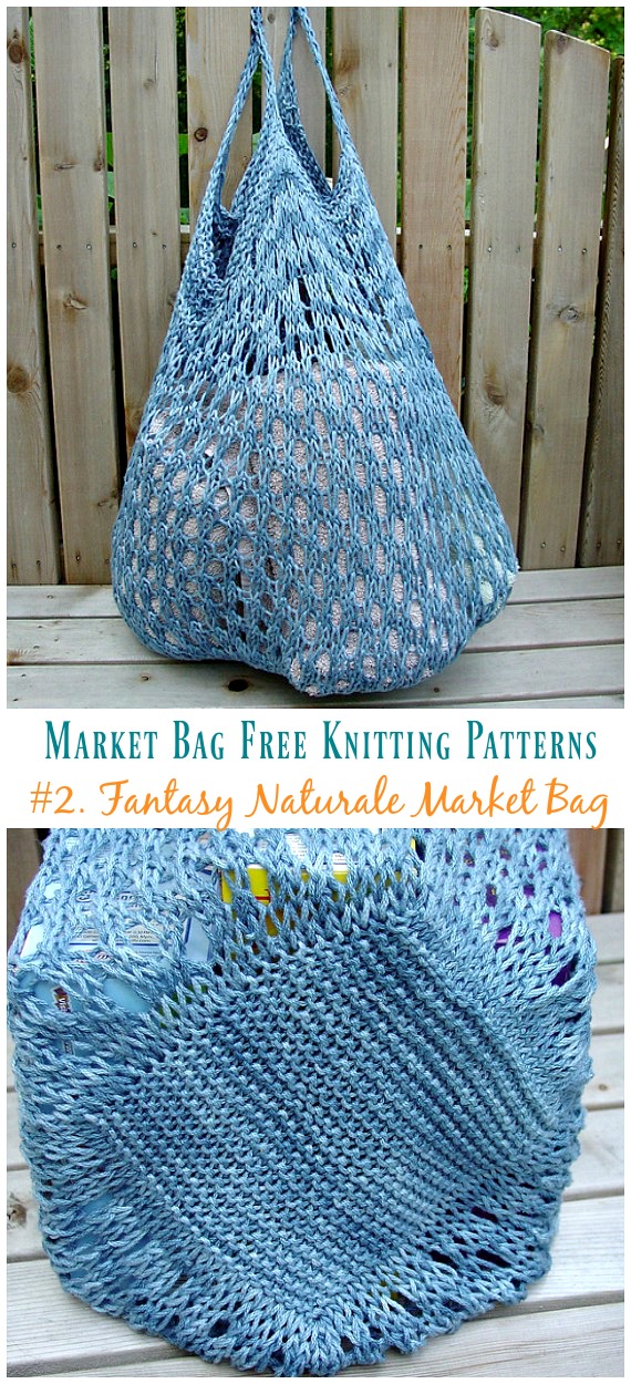 Fantasy Naturale Market Bag Knitting Free Pattern - #Market; #Bag; Free #Knitting; Patterns