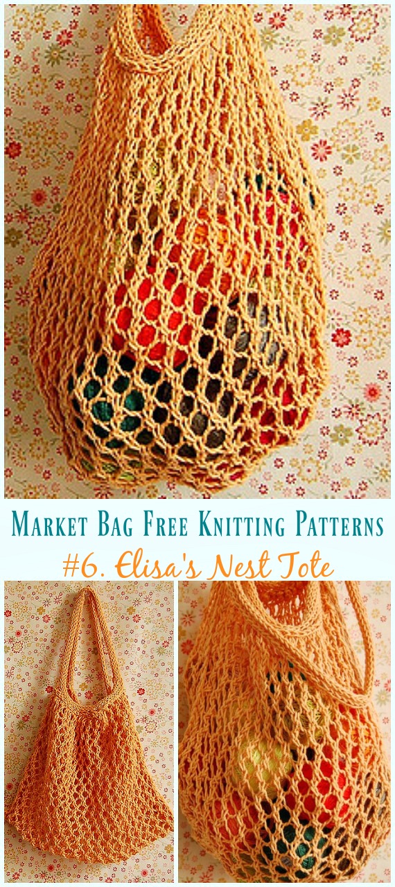 Elisa's Nest Tote Bag Knitting Free Pattern - #Market; #Bag; Free #Knitting; Patterns