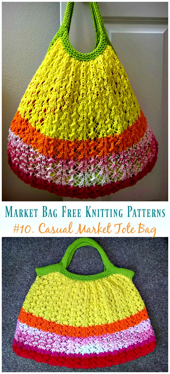 Casual Market Tote Bag Knitting Free Pattern - #Market; #Bag; Free #Knitting; Patterns