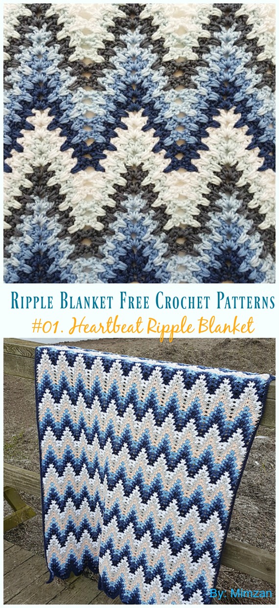 Heartbeat Ripple Blanket Crochet Free Pattern - #Crochet; Ripple #Blanket; Free Crochet Pattern