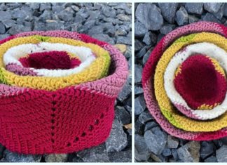 Stacking Hexagon Baskets Crochet Free Pattern
