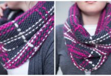 Tartan Themed Snood Knitting Free Pattern - Women Cowl Free #Knitting Patterns