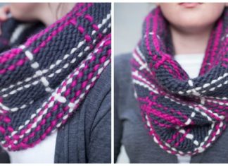 Tartan Themed Snood Knitting Free Pattern - Women Cowl Free #Knitting Patterns