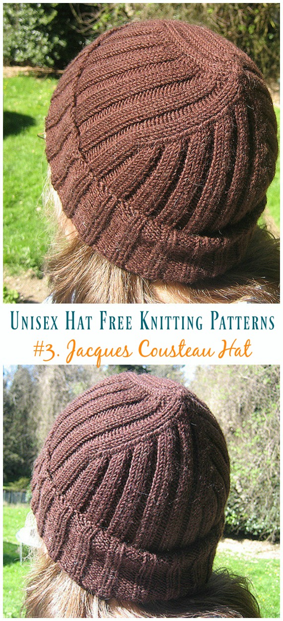 Jacques Cousteau Hat Knitting Free Pattern - Unisex Adult #Hat; Free #Knitting; Patterns