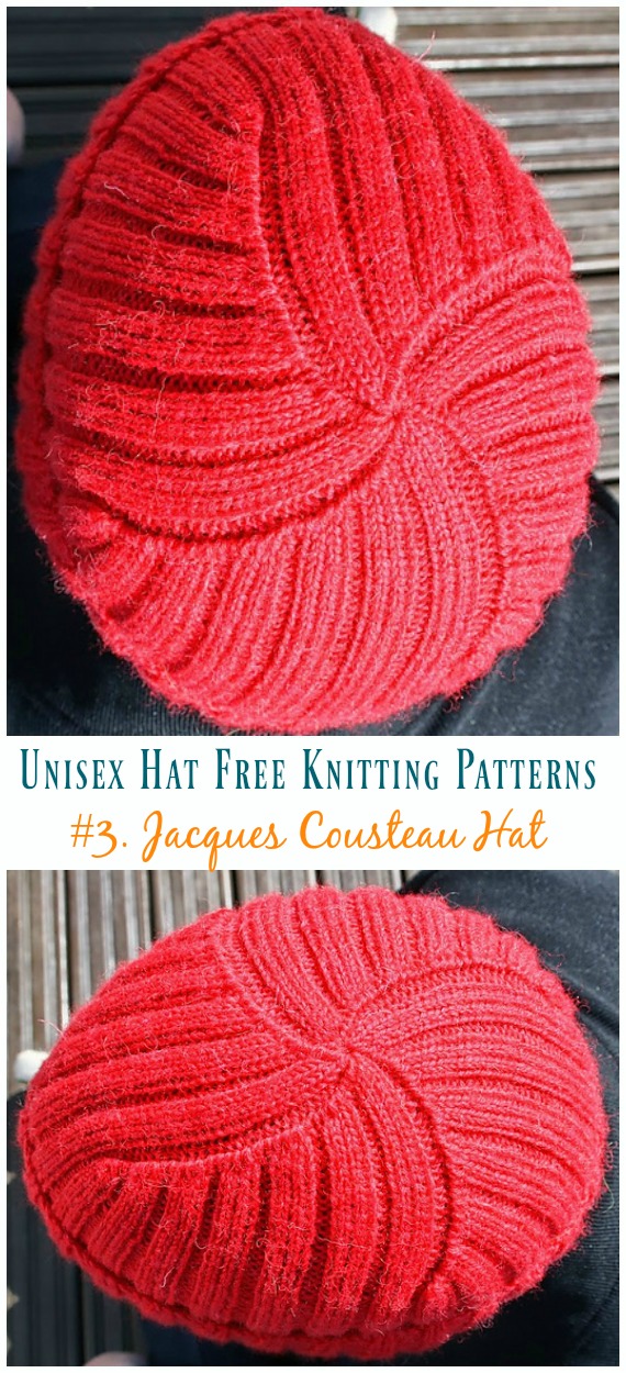 Jacques Cousteau Hat Knitting Free Pattern - Unisex Adult #Hat; Free #Knitting; Patterns