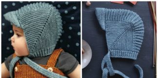 Vintage Baby Bonnet With Visor Knitting Free Pattern - Baby #Bonnet; Hat Free #Knitting Patterns