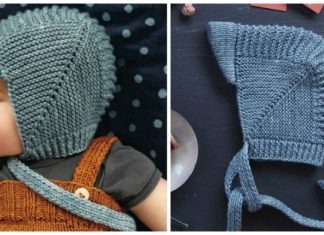 Vintage Baby Bonnet With Visor Knitting Free Pattern - Baby #Bonnet; Hat Free #Knitting Patterns