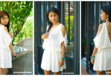 White Hippie BOHO Mini Dress Crochet Free Pattern - Women #Dress; Free #Crochet; Patterns
