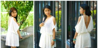 White Hippie BOHO Mini Dress Crochet Free Pattern - Women #Dress; Free #Crochet; Patterns