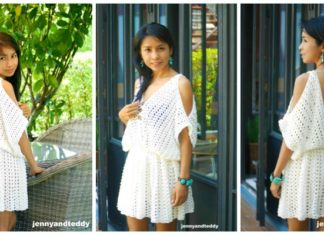 White Hippie BOHO Mini Dress Crochet Free Pattern - Women #Dress; Free #Crochet; Patterns