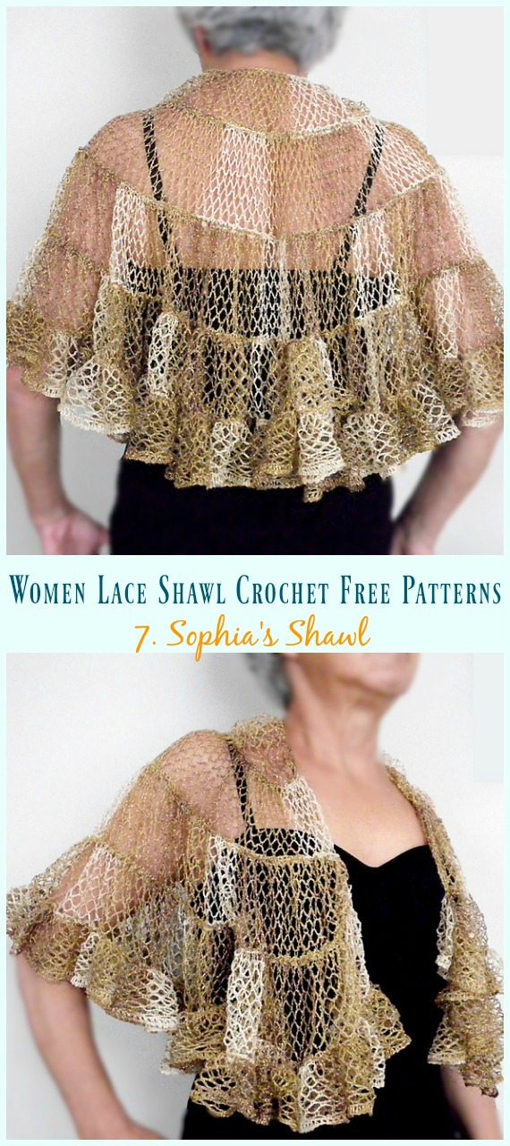 Sophia's Shawl Crochet Free Pattern - Women Lace #Shawl; Free #Crochet; Patterns