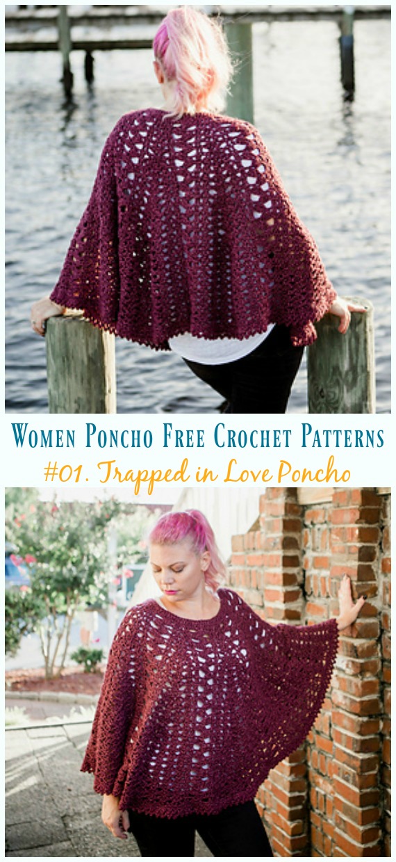 Trapped in Love Poncho Crochet Free Pattern - Women #Poncho; Free #Crochet; Patterns