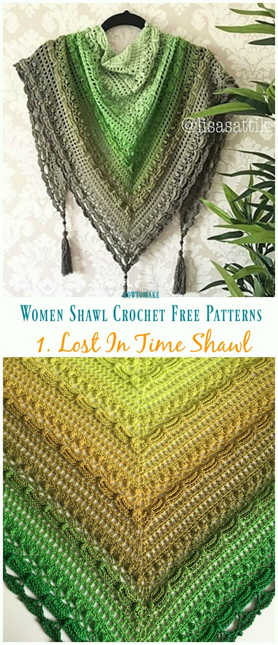 Lost In Time Shawl Crochet Free Pattern - Trendy Women #Shawl; Free #Crochet; Patterns