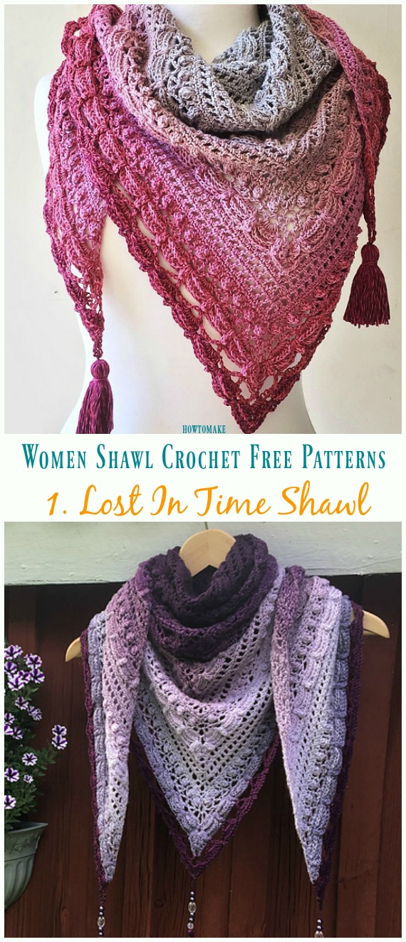 Lost In Time Shawl Crochet Free Pattern - Trendy Women #Shawl; Free #Crochet; Patterns