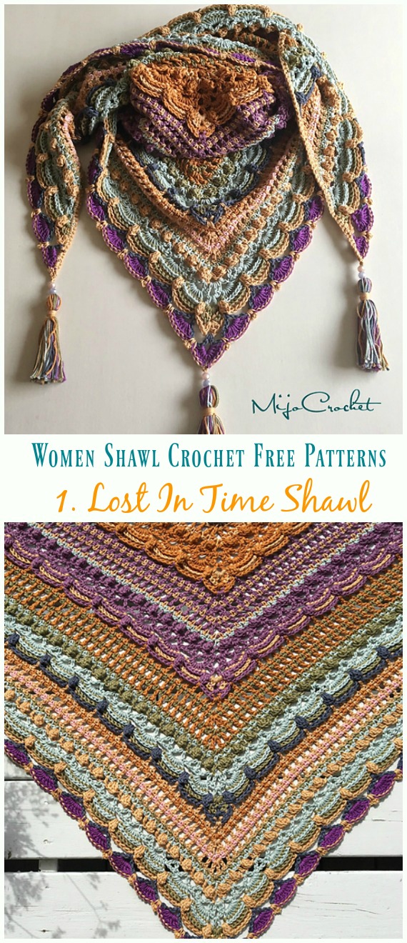 Lost In Time Shawl Crochet Free Pattern - Trendy Women Shawl