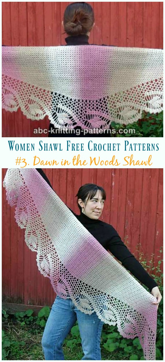 Dawn in the Woods Shawl Crochet Free Pattern - Trendy Women #Shawl; Free #Crochet; Patterns