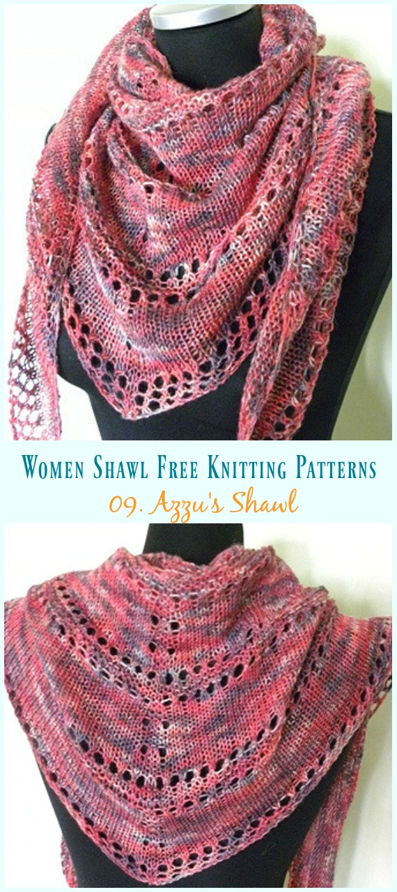 Azzu's Shawl knitting Free Pattern Women Shawl