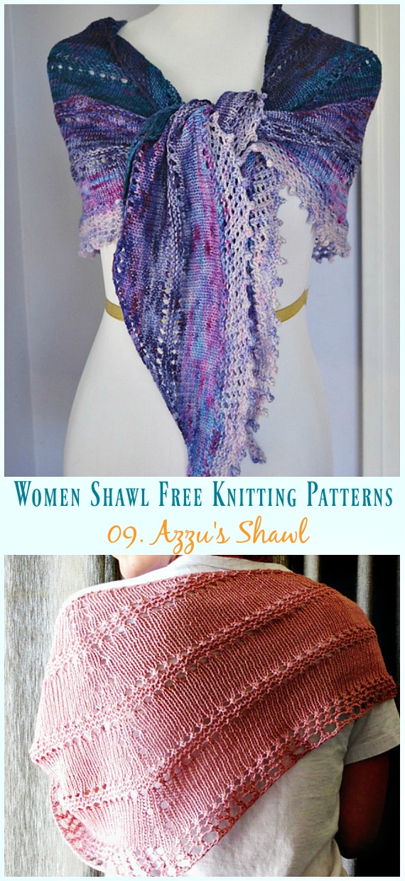 Azzu's Shawl knitting Free Pattern - Women #Shawl; Free #Knitting; Patterns