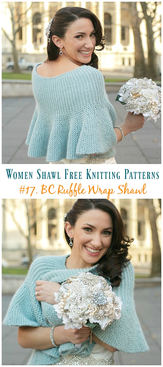 BC Ruffle Wrap Shawl Knitting Free Pattern - Women #Shawl; Free #Knitting; Patterns