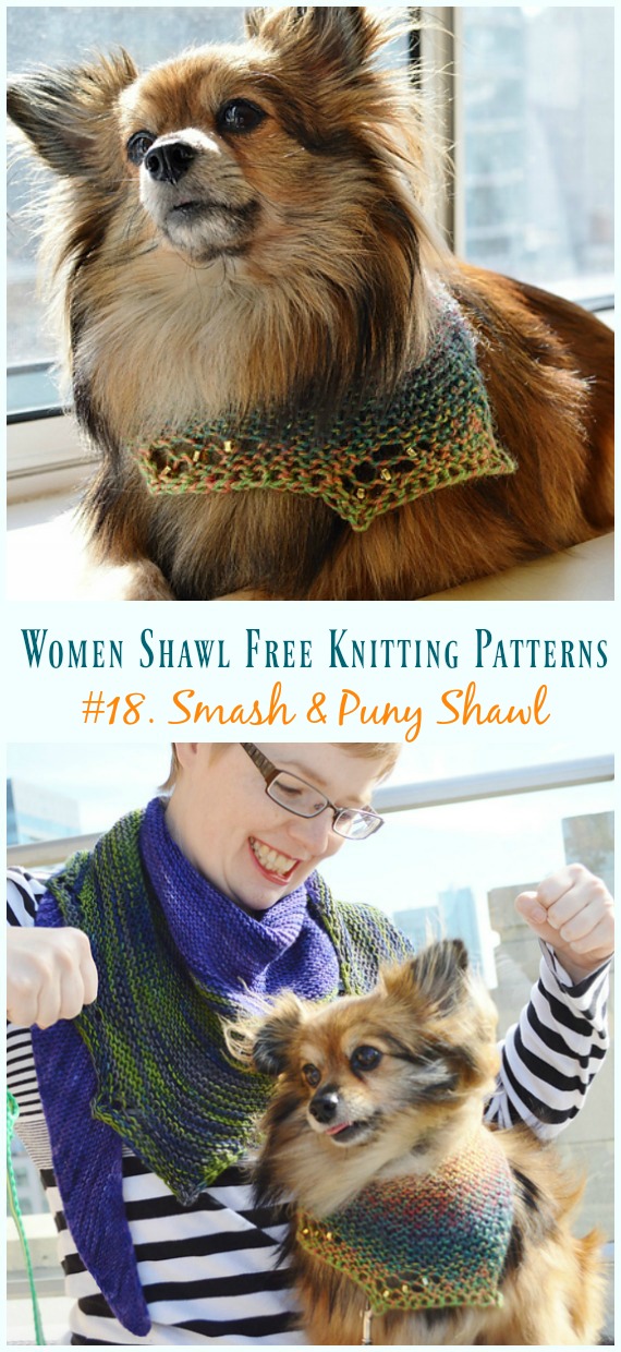 Smash & Puny Shawl Knitting Free Pattern - Women #Shawl; Free #Knitting; Patterns