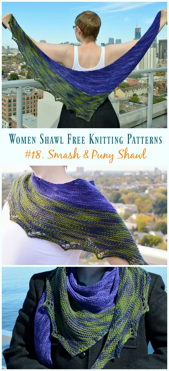 Smash & Puny Shawl Knitting Free Pattern - Women #Shawl; Free #Knitting; Patterns