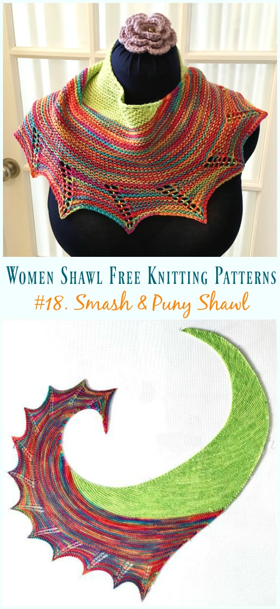 Smash & Puny Shawl Knitting Free Pattern - Women #Shawl; Free #Knitting; Patterns