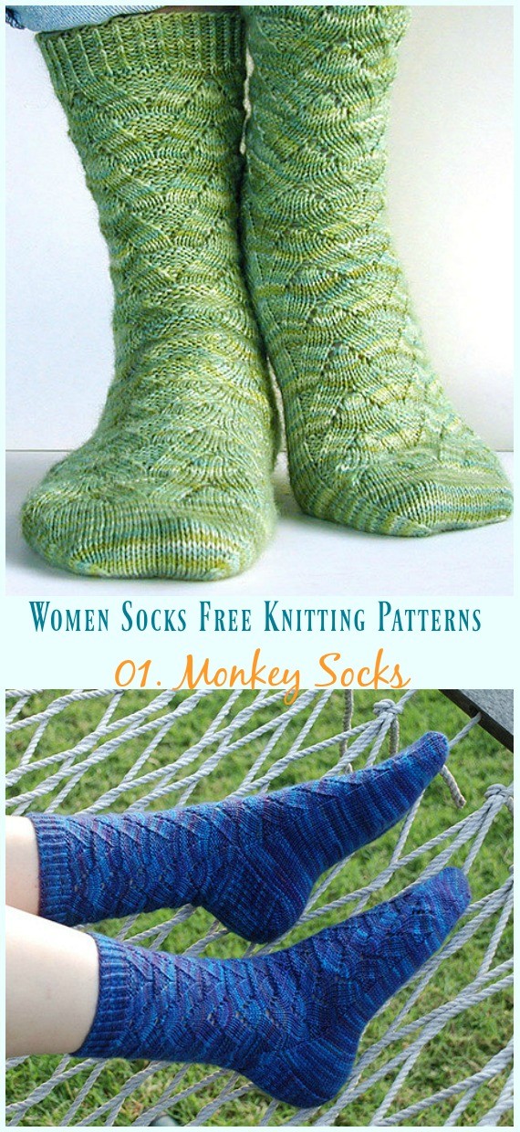Monkey Socks Knitting Free Pattern- Women Socks