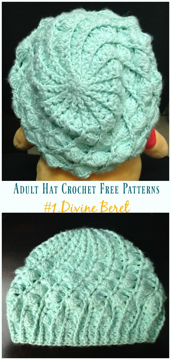 Divine Beret Hat Crochet Free Patterns - Adult #Hat; #Crochet; Free Patterns